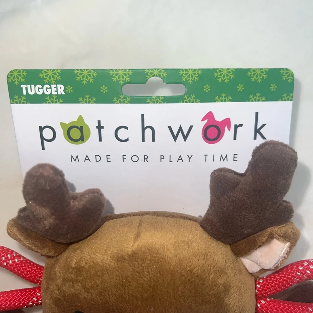 Patchwork Pet‎ Reindeer Dog Toy Tugger Plush Rope 8” NWT